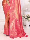Spectacular Pink Zari Weaving Banarasi Silk Saree With Blouse