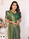 Bewitching Green Zari Weaving Banarasi Silk Evening Wear Saree
