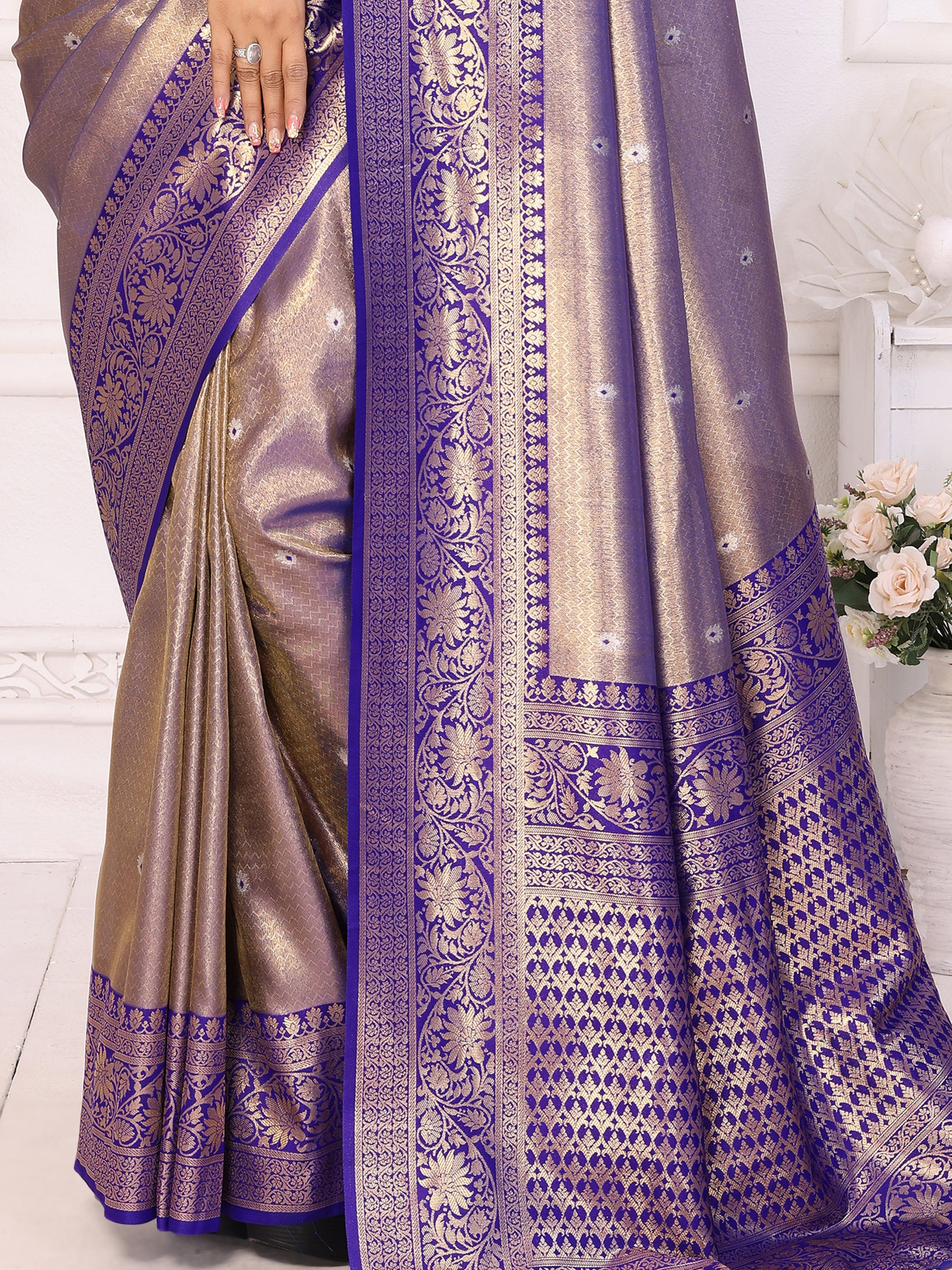 Charming Lavender Zari Weaving Banarasi Silk Event Wear Saree