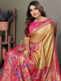 Stunning Yellow Zari Weaving Banarasi Silk Event Wear Saree With Blouse
