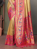 Stunning Yellow Zari Weaving Banarasi Silk Event Wear Saree With Blouse