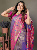 Glamorous Purple Zari Weaving Banarasi Silk Saree With Blouse