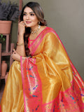Astonishing Mustard Yellow Zari Weaving Banarasi Silk Festive Wear Saree