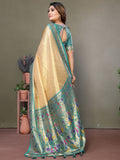 Captivating Beige Zari Weaving Banarasi Silk Festive Wear Saree With Blouse