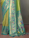 Spectacular Olive Green Zari Weaving Banarasi Silk Traditional Wear Saree