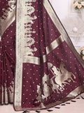 Gorgeous Brown Zari Weaving Kochi Silk Festive Wear Saree With Blouse
