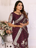 Gorgeous Brown Zari Weaving Kochi Silk Festive Wear Saree With Blouse