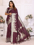 Gorgeous Brown Zari Weaving Kochi Silk Festive Wear Saree With Blouse