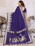 Adorable Violet Zari Weaving Kochi Silk Event Wear Saree With Blouse