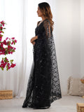 Adorable Black Sequins Net Party Wear Saree With Blouse