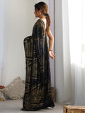 Graceful Black Sequins Georgette Party Wear Saree With Blouse