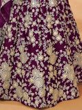 Spectacular Wine Embroidered Silk Wedding Wear Lehenga Choli