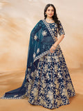Astonishing Blue Embroidered Silk Engagement Wear Lehenga Choli