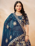 Astonishing Blue Embroidered Silk Engagement Wear Lehenga Choli