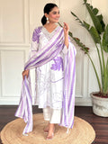 Bewitching White Printed Rayon Festival Wear Suit Pant With Dupatta
