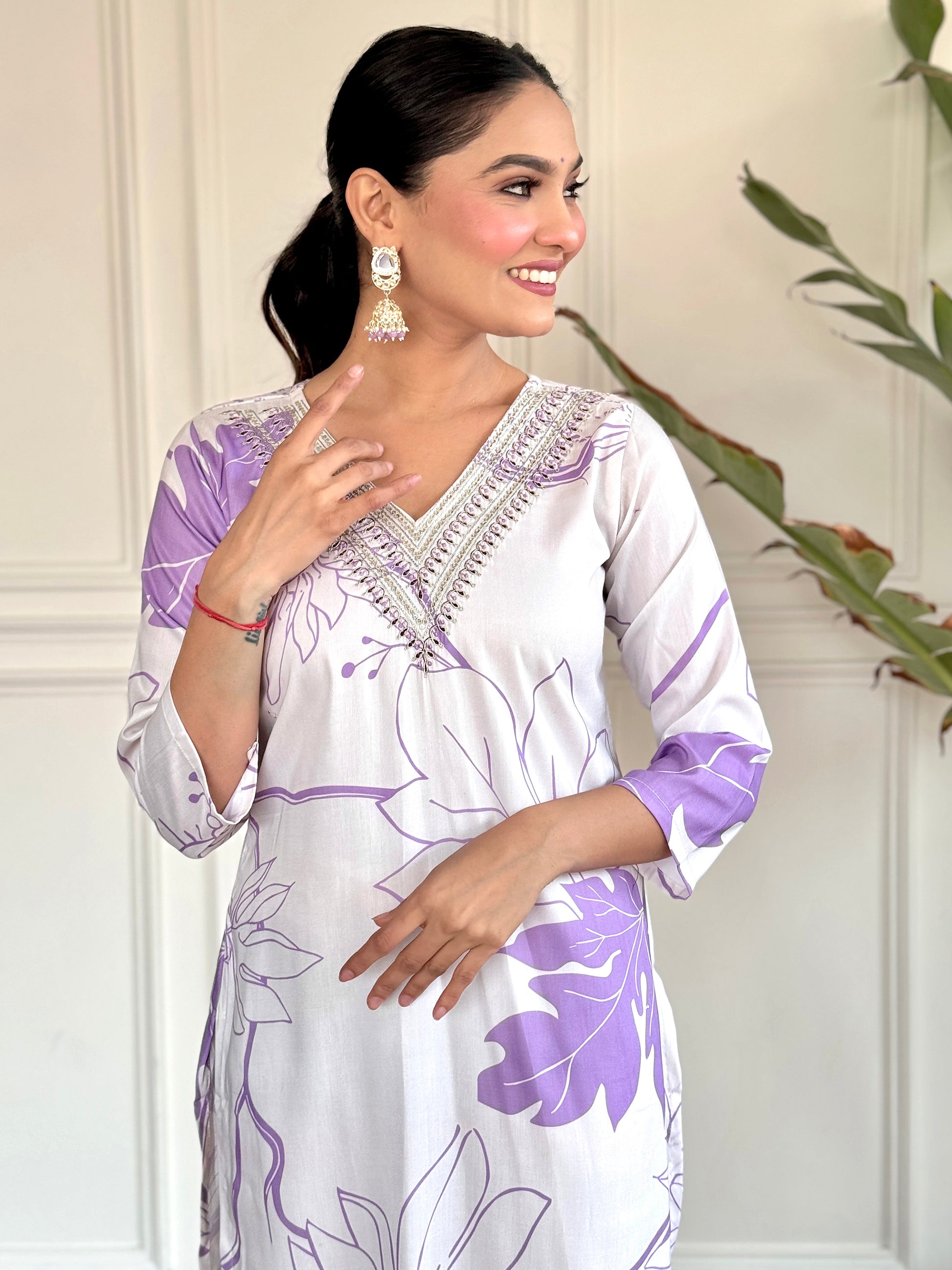 Bewitching White Printed Rayon Festival Wear Suit Pant With Dupatta