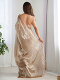 Wonderful Beige Embroidered Organza Festival Wear Saree With Blouse