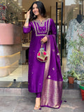 Incredible Purple Hand Work Viscose Wedding Wear Pant Suit