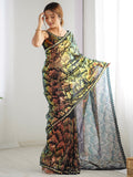 Astonishing Black Sequins Net Cocktail Party Wear Saree With Blouse
