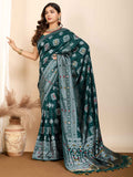 Lovely Green Zari Weaving Silk Traditional Saree With Blouse