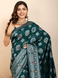 Lovely Green Zari Weaving Silk Traditional Saree With Blouse