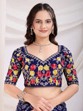 Spectacular Blue Bandhani Printed Silk Wedding Saree