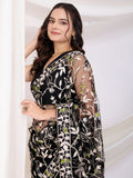 Dazzling Black Thread Embroidery Net Party Wear Saree