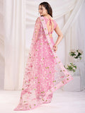 Marvelous Pink Thread Embroidery Net Event Wear Saree