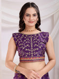 Sweet Purple Bandhej Printed Silk Event Wear Saree