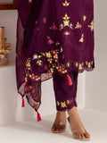 Gorgeous Purple Thread Work Viscose Silk Festive Wear Pant Suit
