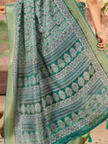 Incredible Mineral Green Printed Dola Silk Festive Wear Saree With Blouse
