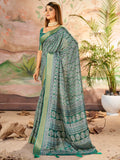Incredible Mineral Green Printed Dola Silk Festive Wear Saree With Blouse