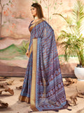 Marvelous Purple Digital Printed Dola Silk Casual Saree With Blouse