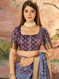 Marvelous Purple Digital Printed Dola Silk Casual Saree With Blouse
