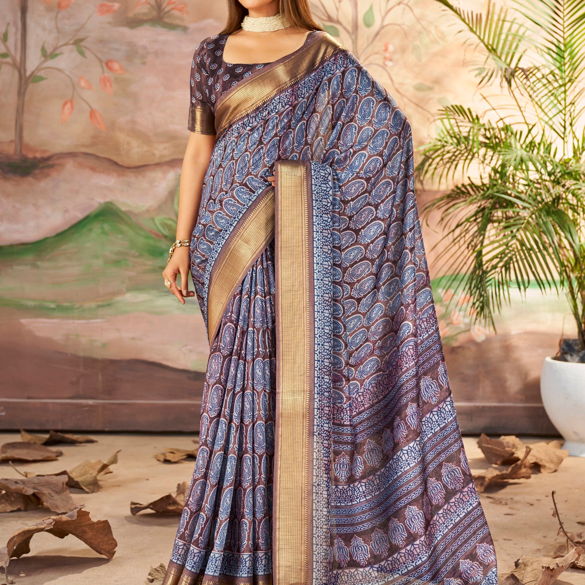 Marvelous Purple Digital Printed Dola Silk Casual Saree With Blouse