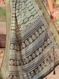Wonderful Carbon Grey Digital Printed Dola Silk Daily Wear Saree With Blouse
