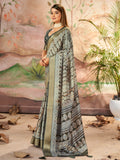 Wonderful Carbon Grey Digital Printed Dola Silk Daily Wear Saree With Blouse