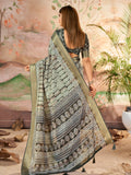 Wonderful Carbon Grey Digital Printed Dola Silk Daily Wear Saree With Blouse