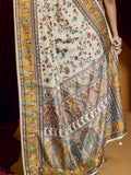 Charming Off-White Paisley Printed Tussar Silk Casual Wear Saree With Blouse
