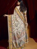 Charming Off-White Paisley Printed Tussar Silk Casual Wear Saree With Blouse