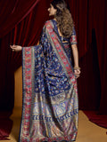 Tantalizing Navy Blue Paisley Printed Tussar Silk Party Wear Saree