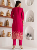 Glamorous Pink Zari Weaving Viscose Silk Festive Wear Pant Suit
