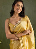 Lovable Yellow Lace Bordered Chiffon Ready To Wear Saree With Blouse