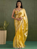 Lovable Yellow Lace Bordered Chiffon Ready To Wear Saree With Blouse