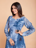 Stunning Blue And White Printed Anarakali Salwar Suit