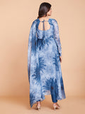 Stunning Blue And White Printed Anarakali Salwar Suit