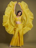 Beautiful Yellow Sequins Organza Palazzo Jacket with Blouse