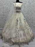 Lovely Off-White Sequins Net Wedding Lehenga Choli With Dupatta