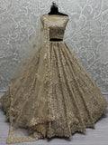 Precious Golden Sequins Heavy Net Bridal Lehenga Choli With Dupatta