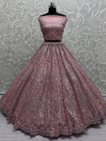 Beautiful Pink Sequins Heavy Net Engagement Wear Lehenga Choli